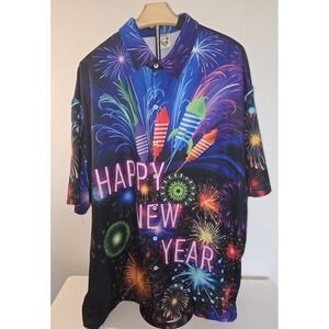 Hardaddy‎ Men's Happy New Year Shirt 3XL Black Rockets Fireworks Festive -103
